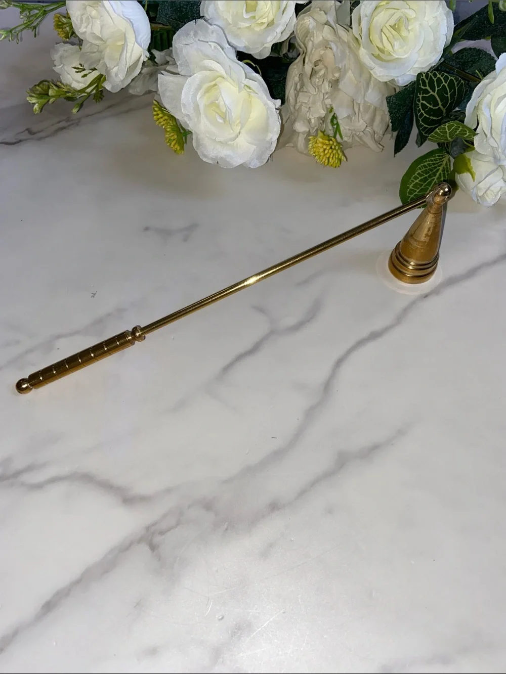 Vintage Brass Candle Snuffer with Long Handle - Classic Home Bath Accessory